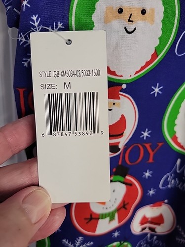 Cassandra O Christmas Joy Santa Snowman V Neck Blue Scrub Top Women's Medium NWT - Picture 4 of 7