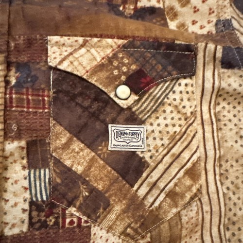 Vtg Ralph Lauren Denim Supply Patchwork Aztec Sportsman Western Polo Shirt S - Picture 7 of 16