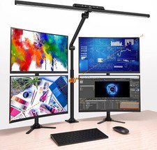 Lampada da scrivania LED doppio braccio ufficio orientabile 32" Nero dimmerabile