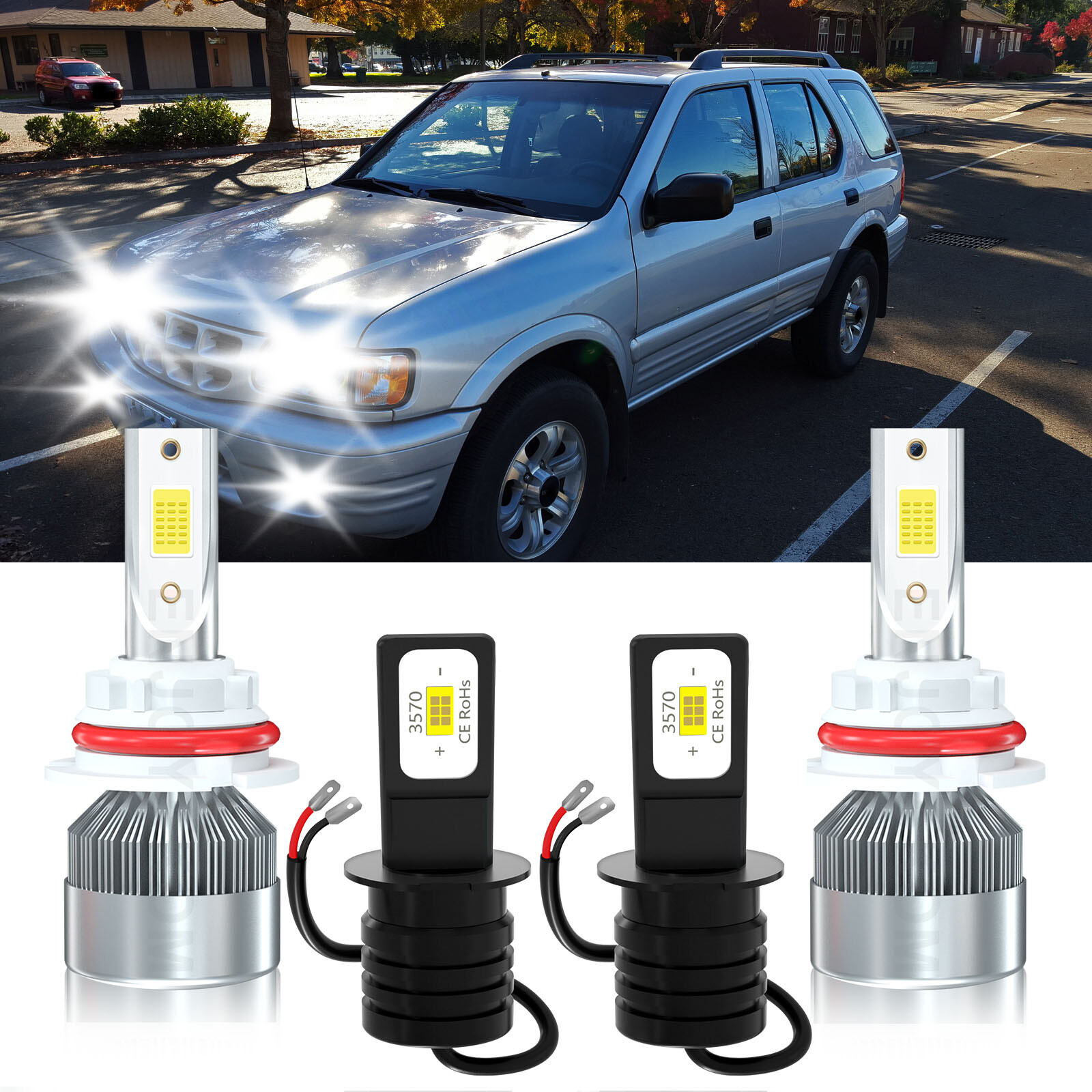 4x LED Headlight High Low Beam Fog Light Bulb White For Isuzu Rodeo 1991-1999