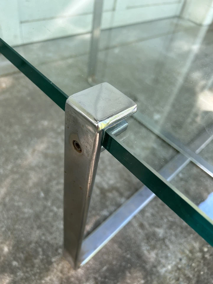 MCM 铬和玻璃 Knoll 巴塞罗那风格鸡尾酒/咖啡桌 39 英寸 — 第 2/4 张图片