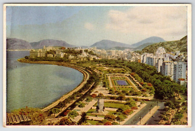 Beira Mar Rio de Janerio Brazil Aerial View Seascape Mountains Vintage Postcard