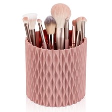 Makeup Brush Holder Organizer 361 Rotating Brushes Container Ripple Pink