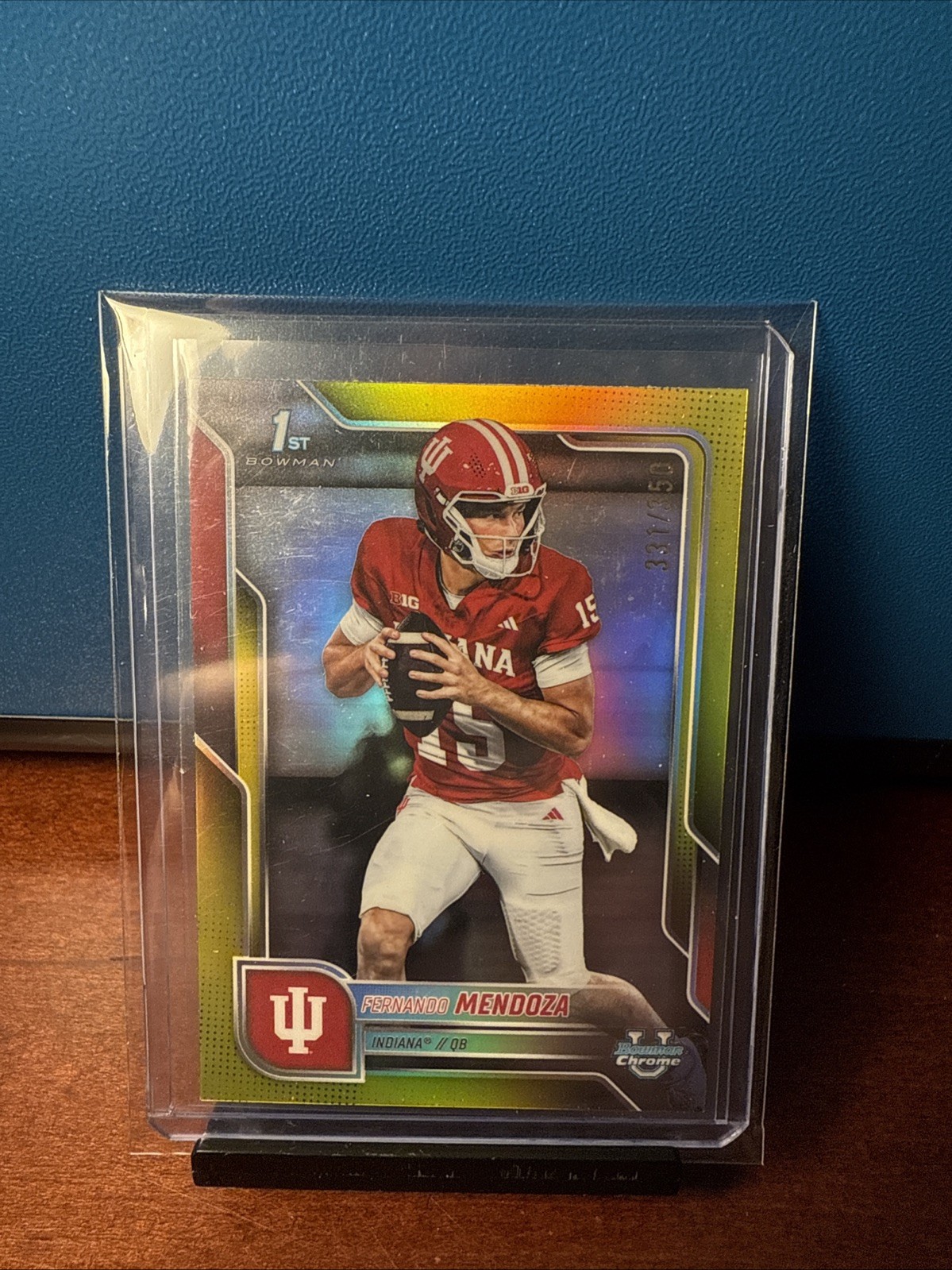 2025 Bowman University Chrome - Fernando Mendoza #109 Yellow Refractor /350 (RC)