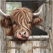 Highland Cow Diamond Art Kits for Adults, Rustic Farmhouse Diamond Painting Kits