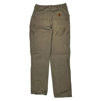Loose Original Fit Carhartt Carpenter Hose - 30W 36L Khaki Baumwolle