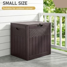 150L Brown Outdoor Plastic Storage Box for Garden Furniture Weatherproof  New UK