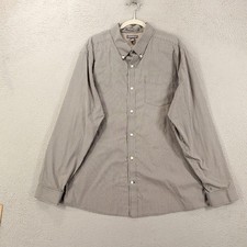 Eddie Bauer Shirt Mens 2XL Gray White Plaid Relaxed Fit Wrinkle Free Button Up