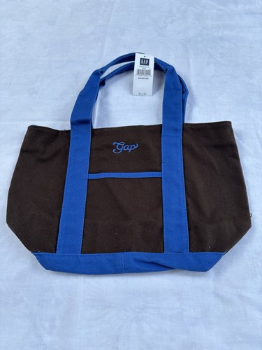 VTG 2007 Gap Mini Canvas Tote Brown Blue Spellout Y2K Aesthetic "NWT" Deadstock
