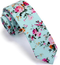 Fashion 2.4"  6cm  Floral Skinny Tie for Men Slim Flower Print Green/Pink/Red