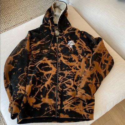 Grateful Dead Dancing Bear Sherpa Lined Bleach Dyed Zip Hoody Large Independent