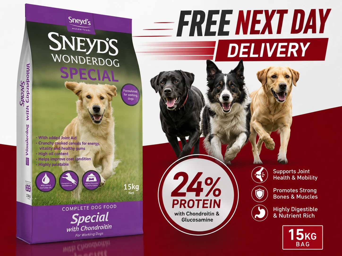 SNEYDS WONDERDOG SPECIAL COMPLETE DOG FOOD 15KG BAG WITH FREE NEXT DAY DELIVERY