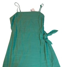 Nine West Green Wrap Dress Tie Waist Sleeveless Midi Women's M NWT