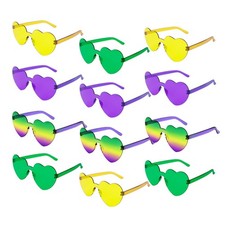 12PCS Heart Sunglasses Bulk Yellow Green and Purple Gradient Party Favors Rim...