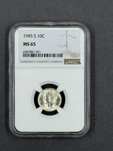 1945-S Mercury Dime 10c NGC MS65