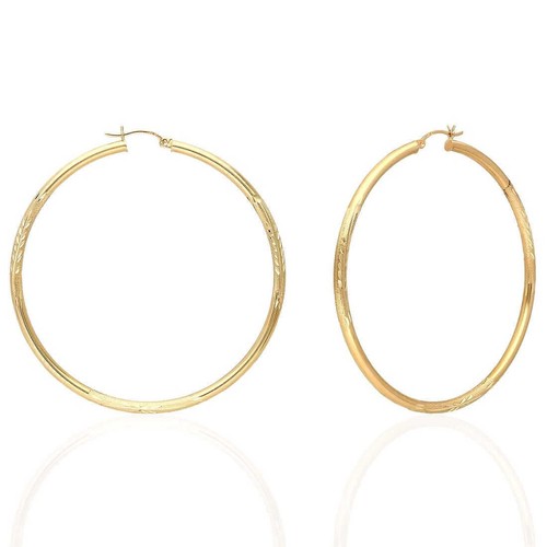 14K massive Gelb & Weißgold 3mm Diamantschliff Oberfläche Creolen 19-75mm - Bild 43 von 44