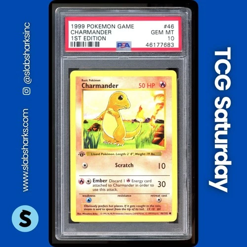 1999 POKEMON BASE SET SHADOWLESS 1ST EDITION #46/102 CHARMANDER PSA 10