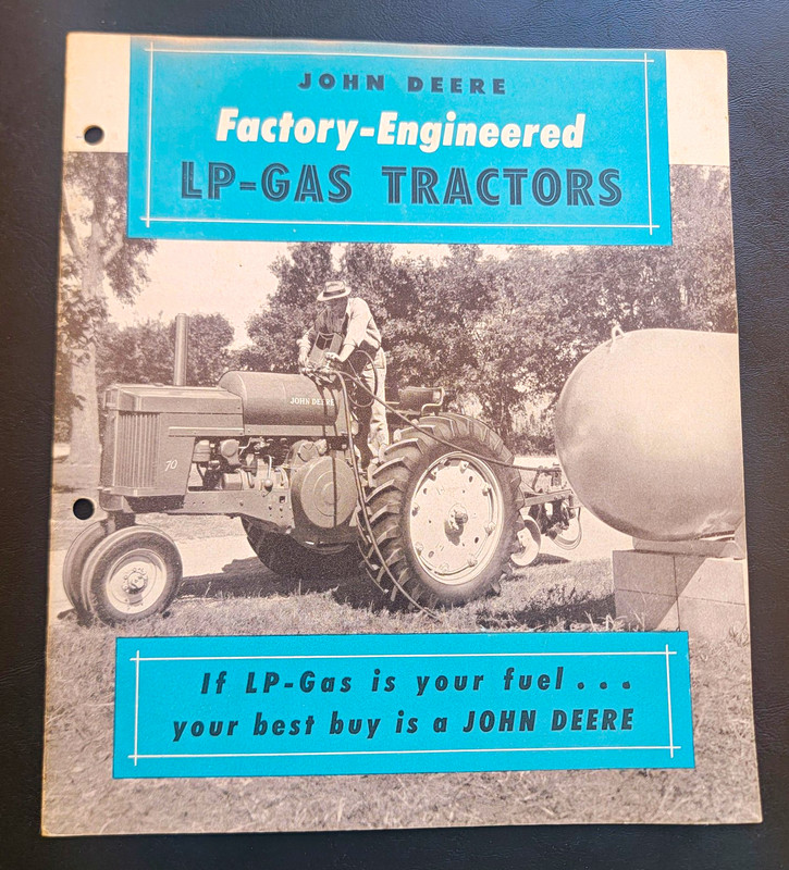 JOHN DEERE LP-GAS TRACTORS 70 ADVERTISING BROCHURE/CATALOG, ORIGINAL, 1954 RARE