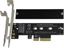 M.2 NVMe to PCIe X4 Adapter with Heatsink, For PCIe Gen4 / Gen3 NVMe SSDs