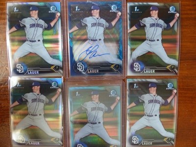 Eric Lauer 2016 Bowman 6 Card Refractors: 032/150 Blue Wave Auto CDA-EL Sky Blue