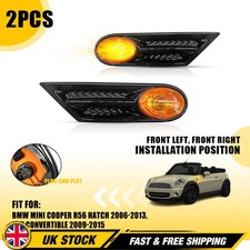 2x Gloss Black Wing Grille Side Indicator For MINI Cooper R56 Hatch 2006-2013 UK