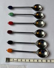 Vintage Silver Coloured Coffee Bean Se t of 6 Teaspoons