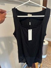 L AGENCE Molly Black Square Neck Stretch Bodysuit NWT Small