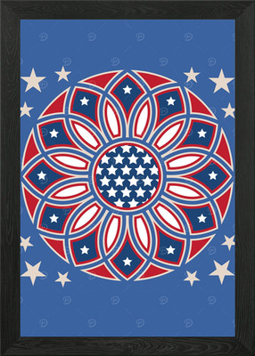 USA Flagge Blume gerahmt Wandbild Poster Leinwanddruck Bild