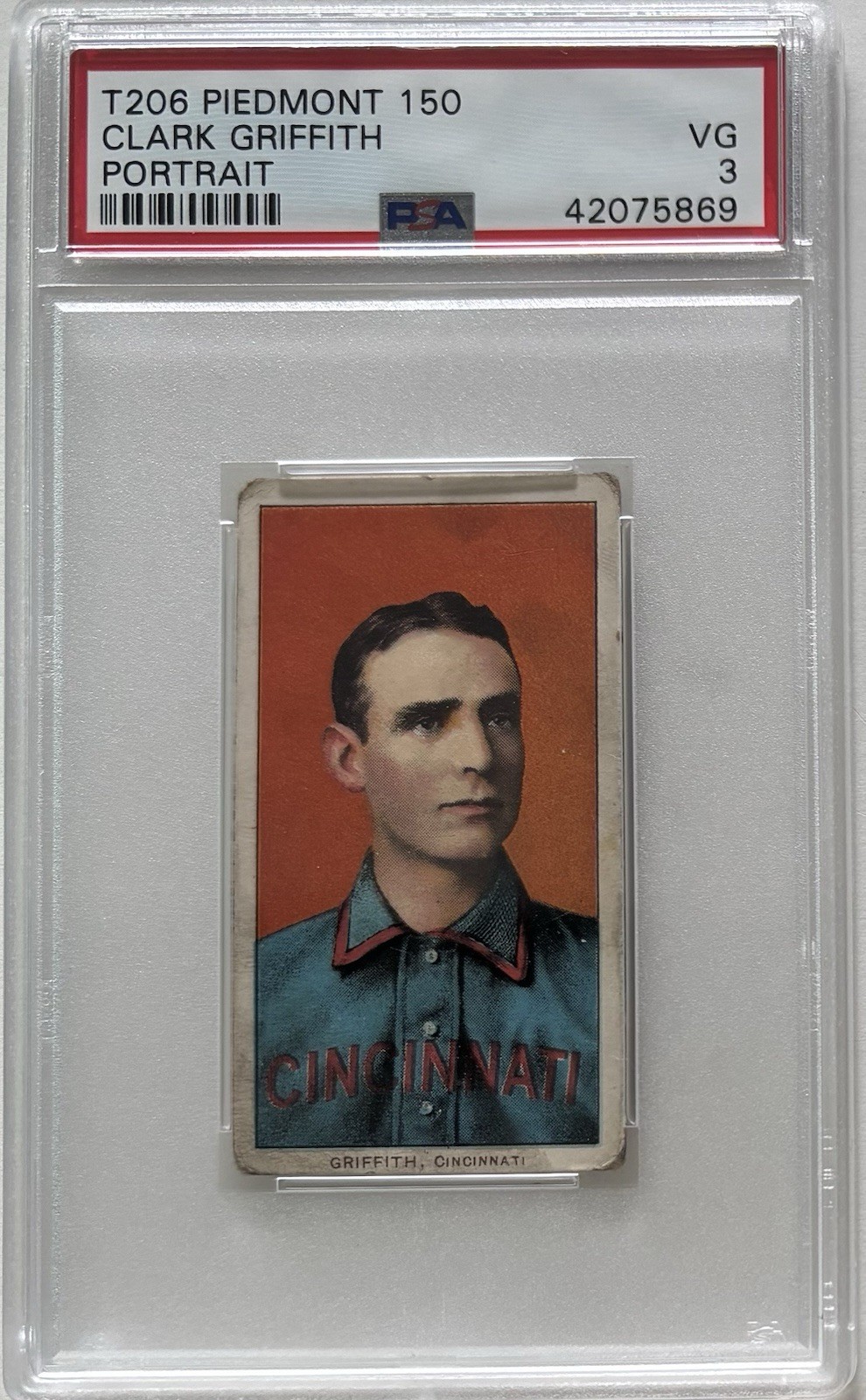 T206 Piedmont 150 Clark Griffith Portrait HOF PSA VG 3 