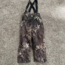 Cabelas Pants Youth Medium Camouflage Suspenders Insulated Mossy Oak Break Up