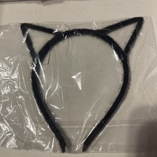 Black furry cat kitten ears headband hair band accessory cosplay faux fur cute