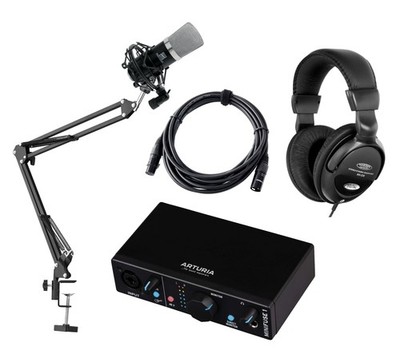 Arturia MiniFuse 1 Audio Interface Podcast Set m. Mic, Stativ, Kopfhörer & Kabel