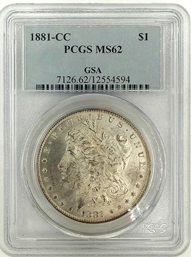 1881-CC Carson City GSA Morgan Silver Dollar $1 - Key Date - PCGS Certified MS62
