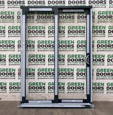 SMALL THIN PATIO DOORS SLIDING EXTERNAL EXTERIOR GREY WHITE DOUBLE GLASS NEW