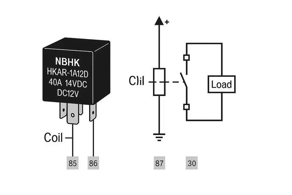 NBHK HKAR-1A12D Car Relay 12V 40A SPDT 4-Pin Heavy Duty Power Switch 14VDC Auto - Image 3 of 4