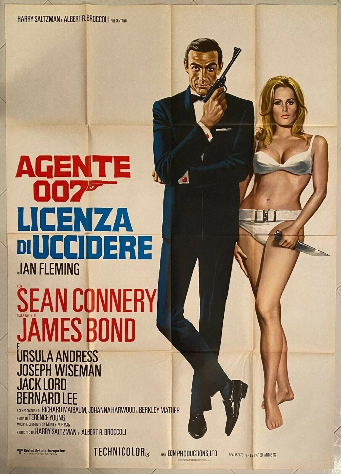 MANIFESTO 4F DR. NO JAMES BOND AGENTE 007 LICENZA DI UCCIDERE CONNERY ANDRESS