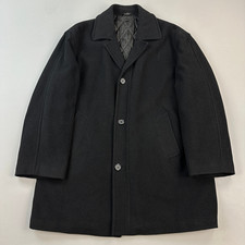 Vintage Lauren Ralph Lauren Overcoat Mens 44R Black Cashmere Blend Coat Italy