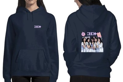 2025 Korea_ILLIT Kpop Band New Album Double Sided Navy Color Hoodie