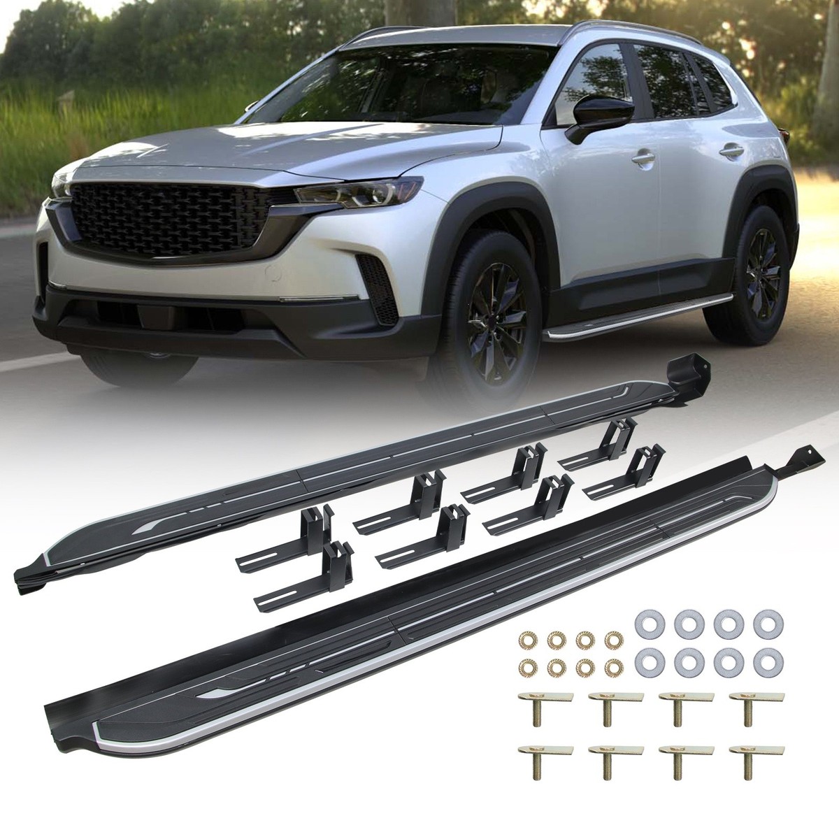 富士5　ステップマニュアル、コリオ Running Boards Side Steps for Mazda CX50 CX-50 2023-25 Nerf Bars
