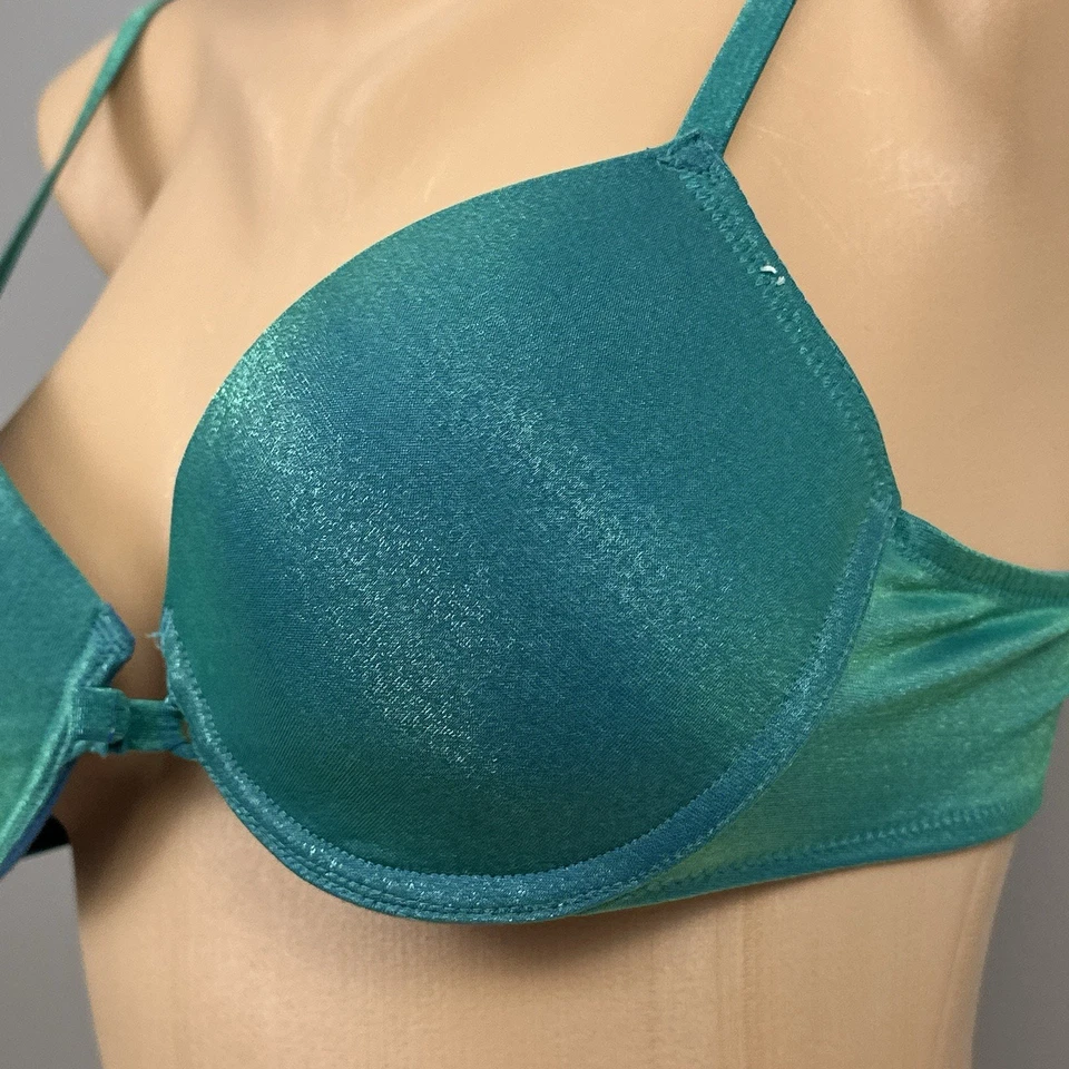 Sujetador push up vintage Lily of France estilo 36B 1729 1773 cierre frontal iridiscente Foto 4 de 4