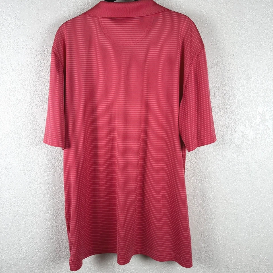 Camisa polo de golf Greg Norman para hombre a rayas rojas bolsillo rendimiento grande L Foto 3 de 3