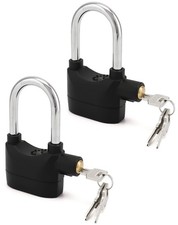 QWORK Alarm Lock, 110 dB Anti-Theft Security Padlock, 2 Pack 2 Pack, Black