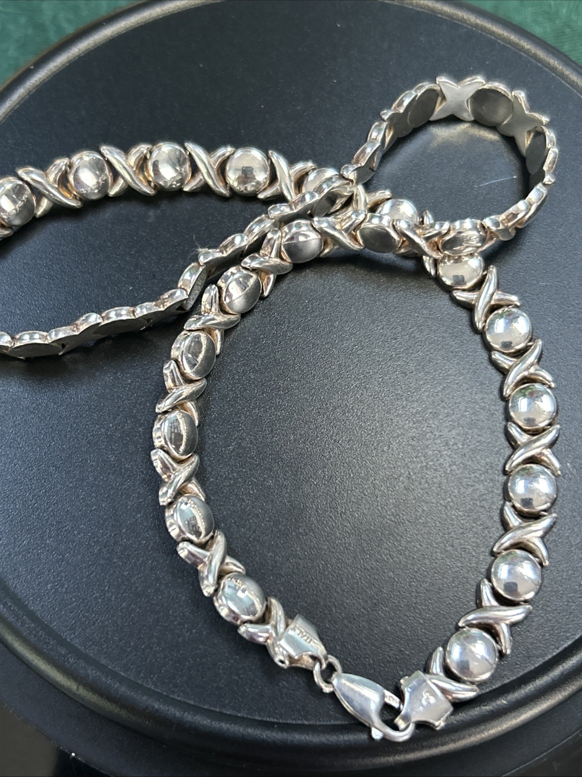 Sterling Silver X & O's Hugs & Kisses Necklace 16.5” 34Grams Italy 925