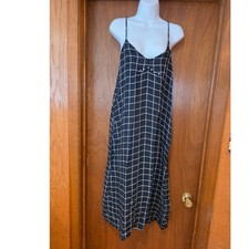 Zara black and white checkered, spaghetti strap, midi summer dress sz M