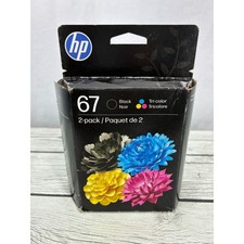 HP 67 Ink Cartridge 2-Pack Black/Tri-Color Excellent Condition Open Box 3YP29AN