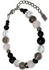 Phiten Titanium Natural power stone Bracelet Onyx Rose Quartz 8mm NK-MIX06