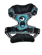 Joytale Adjustable Medium TealDog Harness with two Leash Clips Reflective Vest 