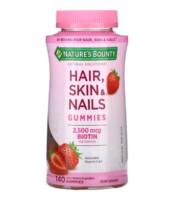 Nature's Bounty,  Fruchtgummis für Haare, Haut und Nägel, Erdbeere, 140 Gummis