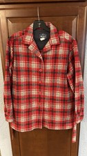 VTG WOOLRICH USA Womans Wool Jacket Lumberjack Pattern w/ Cinch Sz 10