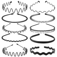 Metal Hair Band Metal Fashion Hair Bands Unisex Black Headbands Wavy Headband...